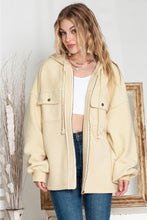 Load image into Gallery viewer, Green Flap Pockets Bishop Sleeve Zip Up Hoodie Jacket