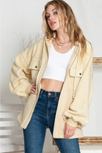 Load image into Gallery viewer, Green Flap Pockets Bishop Sleeve Zip Up Hoodie Jacket