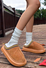 Load image into Gallery viewer, Black Contrast Edge Suede Plush Lined Thick Sole Winter Slippers