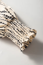Load image into Gallery viewer, Apricot Abstract Print Puff Sleeve Smocked Cuffs Blouse
