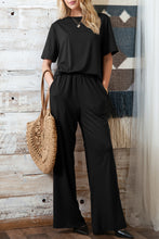 Load image into Gallery viewer, Smoke Gray Solid Color T-Shirt and Wide Leg Pants Set