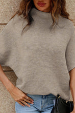 Load image into Gallery viewer, Coffee Mock Neck Short Batwing Sleeve Sweater