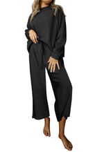Load image into Gallery viewer, Dark Khaki Textured Loose Slouchy Long Sleeve Top and Pants Set