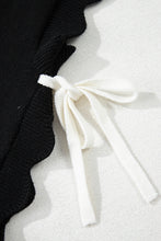 Load image into Gallery viewer, Black Bow Print Side Tie Scalloped Hem Knit Top