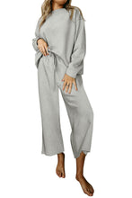 Load image into Gallery viewer, Dark Khaki Textured Loose Slouchy Long Sleeve Top and Pants Set