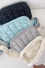 Load image into Gallery viewer, White Quilted Puffer Belt Zipper Crossbody Bags