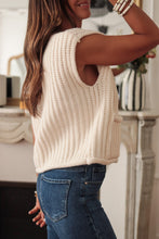 Load image into Gallery viewer, White Solid Textured Knit Side Pockets Buttoned Sweater Vest