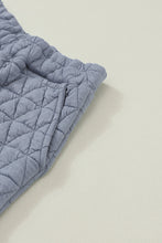 Load image into Gallery viewer, Blue Quilted Textured Short Sleeve Top and Wide Leg Pants Set