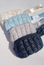 Load image into Gallery viewer, White Quilted Puffer Belt Zipper Crossbody Bags