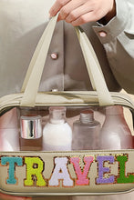 Load image into Gallery viewer, Black TRAVEL Chenille Letter Clear PVC Makeup Bag