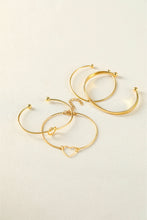 Load image into Gallery viewer, Gold Heart Geometric Knot Open Cuff Bracelet 4-piece Set