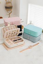 Load image into Gallery viewer, White Multi Layers Lint Lined Buttoned Closure Portable Jewelry Organizer