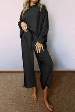 Load image into Gallery viewer, Dark Khaki Textured Loose Slouchy Long Sleeve Top and Pants Set
