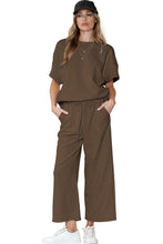 Load image into Gallery viewer, Gray Textured Loose Fit T Shirt & Drawstring Pants Set