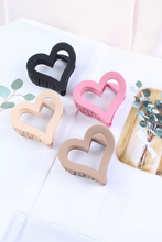Load image into Gallery viewer, Black Simple Frosted Heart Shaped Hair Claw Clip