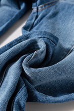 Load image into Gallery viewer, Sail Blue High Waist Button Raw Hem Jeans