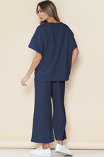 Load image into Gallery viewer, Gray Textured Loose Fit T Shirt & Drawstring Pants Set
