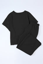 Load image into Gallery viewer, Gray Textured Loose Fit T Shirt & Drawstring Pants Set