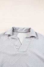 Load image into Gallery viewer, Sail Blue Solid Textured Collared V Neck Top and Wide Leg Pants Set