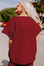 Load image into Gallery viewer, Gray Textured Loose Fit T Shirt & Drawstring Pants Set