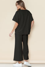 Load image into Gallery viewer, Gray Textured Loose Fit T Shirt & Drawstring Pants Set