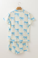 Load image into Gallery viewer, Yellow Bow Printed Short Sleeve Shirt Shorts Pajama Set