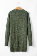 Load image into Gallery viewer, Mist Green Cable Knit Drop Shoulder Loose Fit Sweater Dress