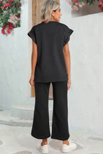 Load image into Gallery viewer, Dark Green Textured Ruffle Summer Top and Drawstring Pants Set