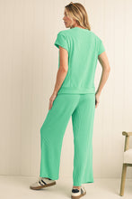 Load image into Gallery viewer, Wild Wind Solid Corded Short Sleeve T Shirt and Wide Leg Pants Set