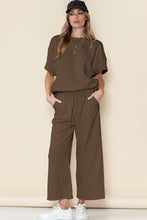 Load image into Gallery viewer, Gray Textured Loose Fit T Shirt & Drawstring Pants Set