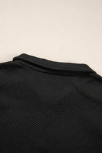 Load image into Gallery viewer, Black Plus Ruffled Sleeve Quarter Zip Top & Wide Leg Pants Set