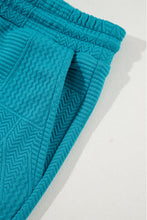 Load image into Gallery viewer, Dark Green Textured Ruffle Summer Top and Drawstring Pants Set