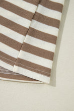Load image into Gallery viewer, Brown Stripe Drop Sleeve Plus Size Henley Hoodie