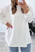 Load image into Gallery viewer, White Textured Loose Plus Size Long Sleeve Top