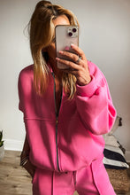 Load image into Gallery viewer, Black Seamed Zipper Jacket and Drawstring Waist Pants Set