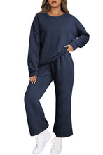 Load image into Gallery viewer, Dark Khaki Textured Loose Slouchy Long Sleeve Top and Pants Set