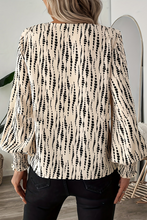 Load image into Gallery viewer, Apricot Abstract Print Puff Sleeve Smocked Cuffs Blouse