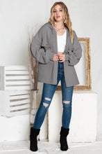 Load image into Gallery viewer, Green Flap Pockets Bishop Sleeve Zip Up Hoodie Jacket