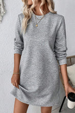 Load image into Gallery viewer, Gray Solid Color Textured Long Sleeve Shift Dress