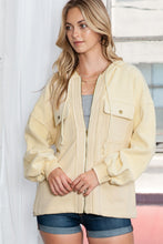 Load image into Gallery viewer, Green Flap Pockets Bishop Sleeve Zip Up Hoodie Jacket