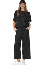 Load image into Gallery viewer, Gray Textured Loose Fit T Shirt & Drawstring Pants Set