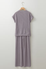 Load image into Gallery viewer, Wild Wind Solid Corded Short Sleeve T Shirt and Wide Leg Pants Set