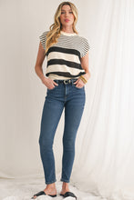 Load image into Gallery viewer, Black White Striped Sleeveless Knit Top