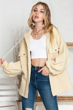 Load image into Gallery viewer, Green Flap Pockets Bishop Sleeve Zip Up Hoodie Jacket