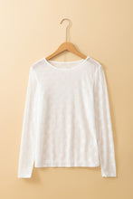 Load image into Gallery viewer, White Bow Pattern Long Sleeve Slim Fit Mesh Top