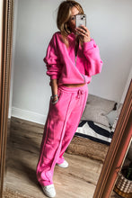 Load image into Gallery viewer, Black Seamed Zipper Jacket and Drawstring Waist Pants Set