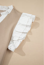 Load image into Gallery viewer, Pale Khaki Frill V Neck Ruffle Textured Top