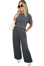Load image into Gallery viewer, Dark Grey Crewneck Tee and Loose Pants Set