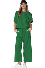 Load image into Gallery viewer, Gray Textured Loose Fit T Shirt & Drawstring Pants Set