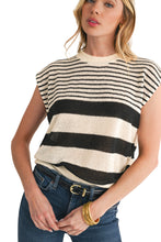 Load image into Gallery viewer, Black White Striped Sleeveless Knit Top